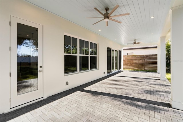 view of patio / terrace featuring ceiling fan