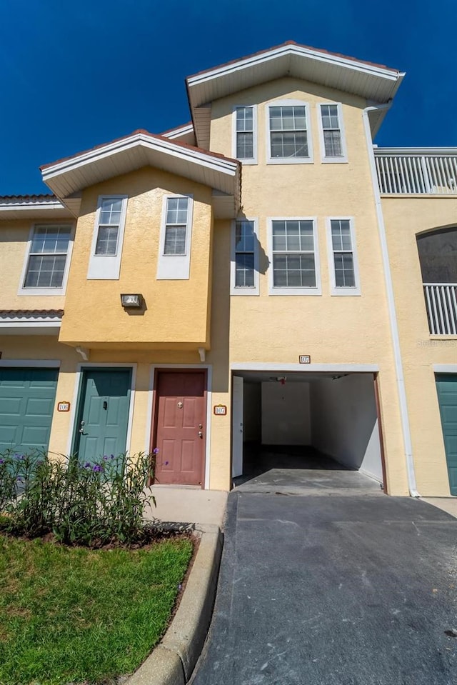 view of property with a garage