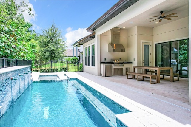 10193 Brocksport Cir, Gotha, FL 34734 - view of pool with an outdoor kitchen, ceiling fan, and a patio