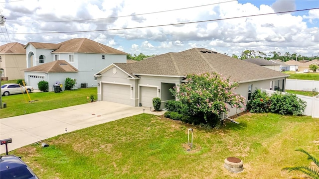 view of front facade featuring a garage and a front yard