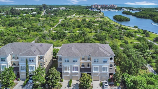 bird's eye view featuring a water view