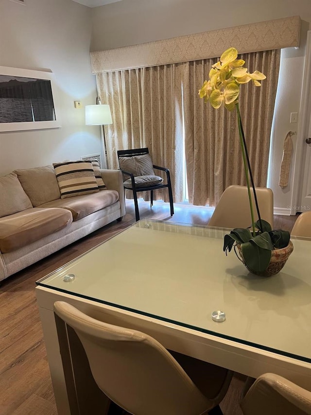 living room with hardwood / wood-style floors