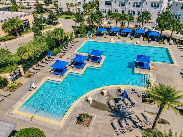 view of pool featuring a patio area