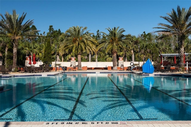 view of pool featuring a pergola