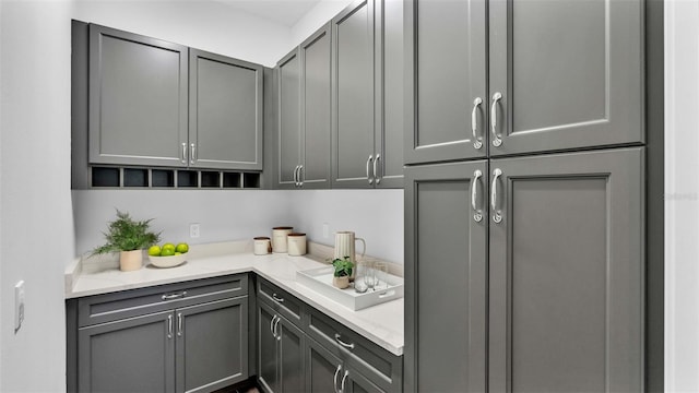 kitchen featuring gray cabinetry