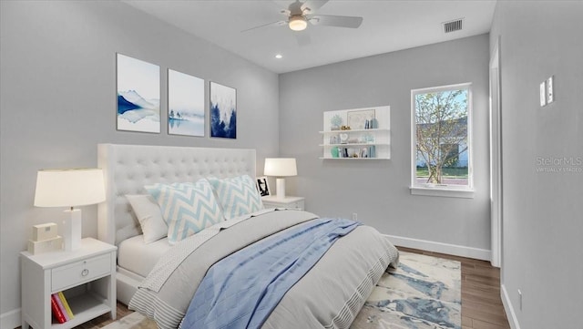 1529 Rio Vista Ter, Parrish, FL 34219 - bedroom featuring visible vents, wood finished floors, baseboards, ceiling fan, and recessed lighting