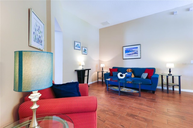 living room featuring hardwood / wood-style floors