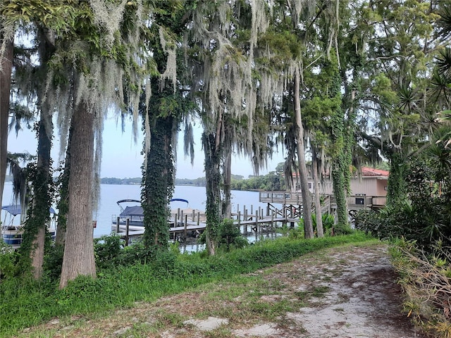 exterior space with a boat dock