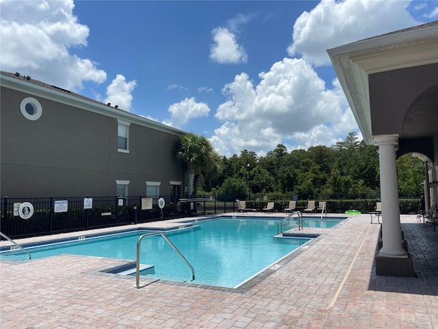 view of pool featuring a patio area