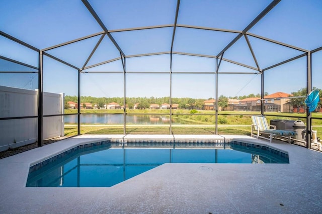 view of pool featuring a patio and a lanai