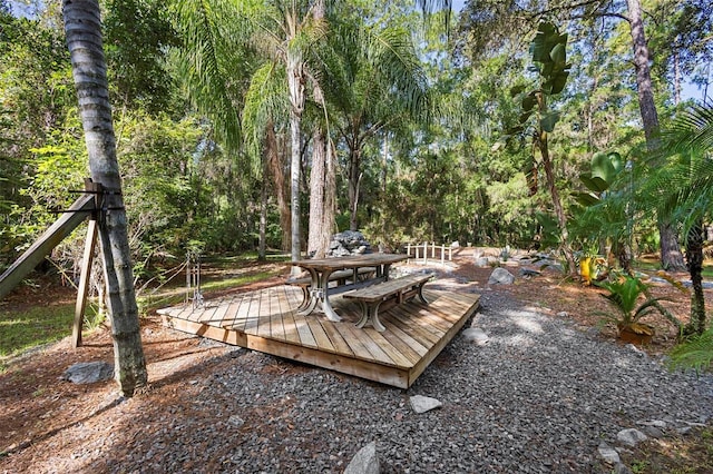view of yard with a deck