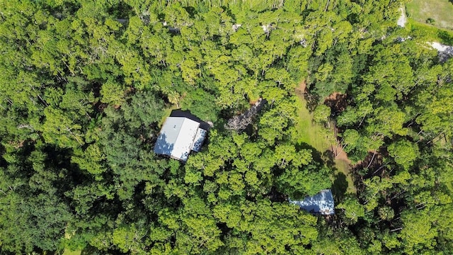 drone / aerial view with a forest view