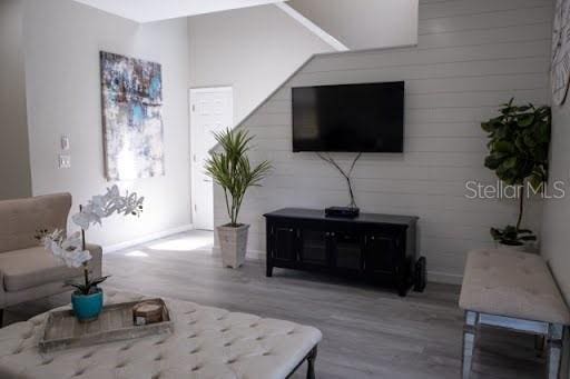 living room with hardwood / wood-style floors