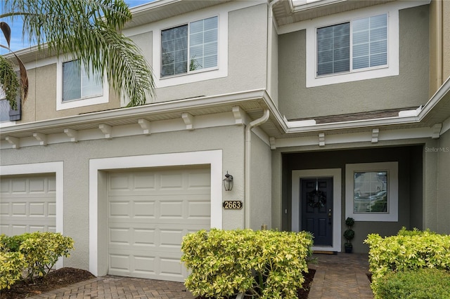 entrance to property with a garage