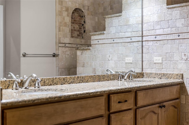 bathroom with double vanity