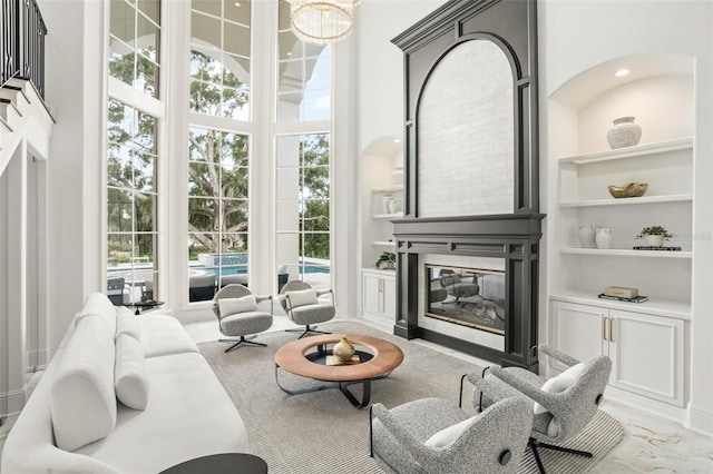 sunroom with a fireplace