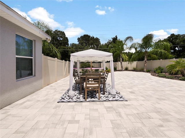 view of patio / terrace featuring a gazebo