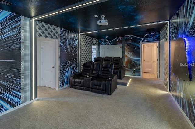 view of carpeted home theater