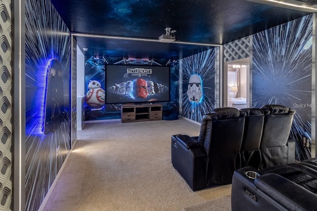 cinema room with carpet floors