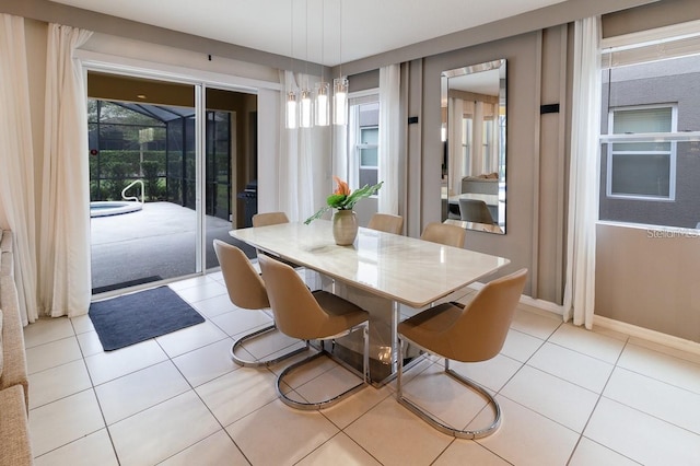 dining room with light tile patterned flooring