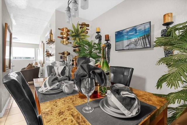 dining area with light tile patterned flooring