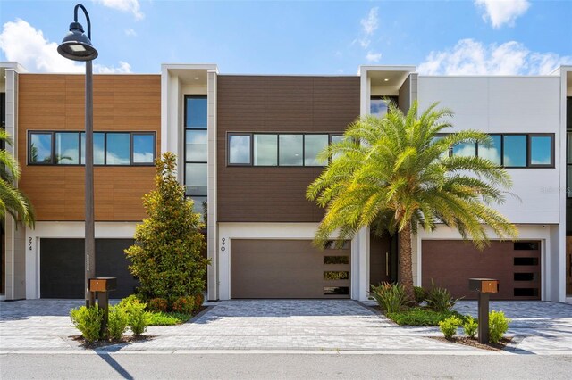 contemporary house featuring a garage