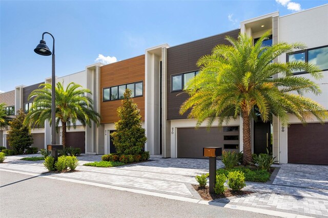 view of building exterior featuring a garage