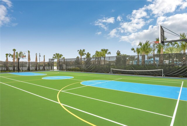 view of basketball court with tennis court