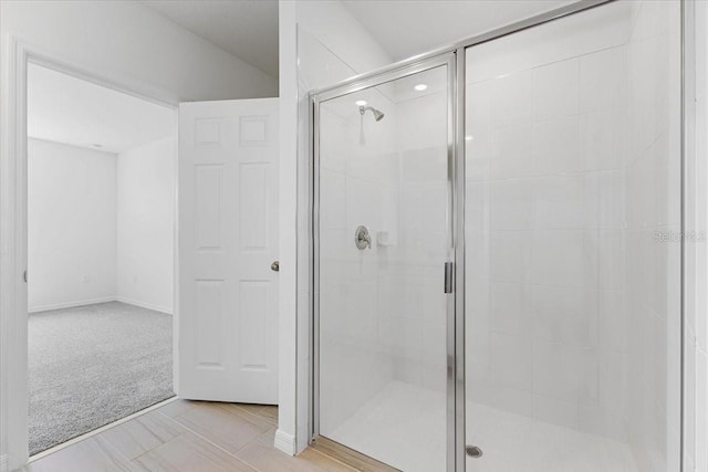 bathroom featuring walk in shower