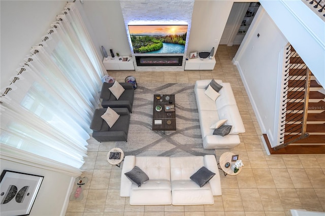 view of tiled living room