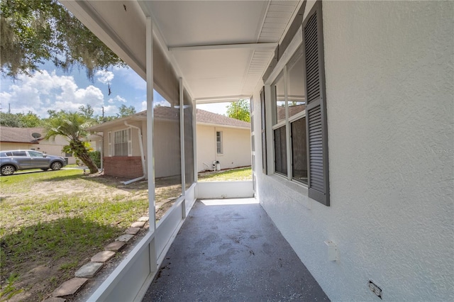 view of unfurnished sunroom