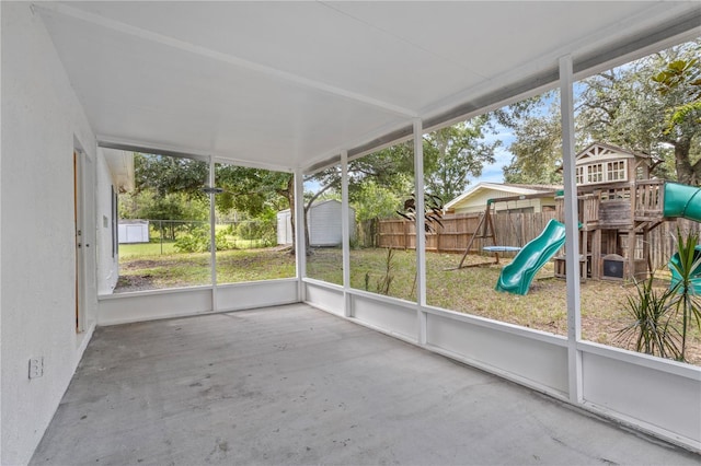 view of unfurnished sunroom