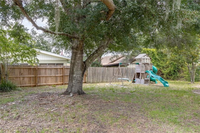 view of yard with a playground