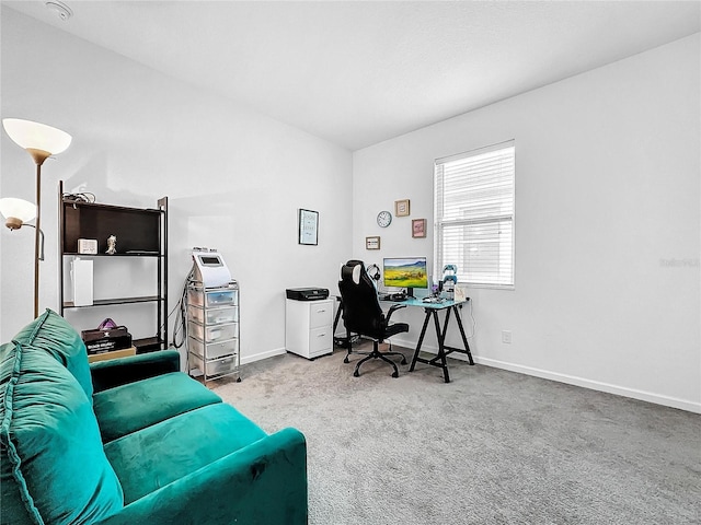 office area featuring carpet flooring