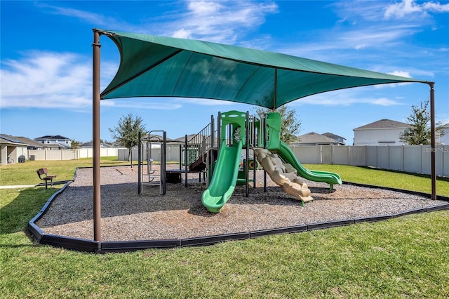 view of play area featuring a yard