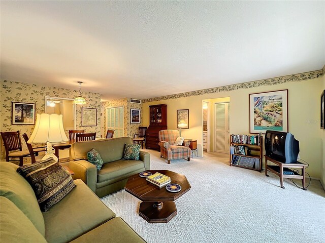 living room featuring carpet flooring