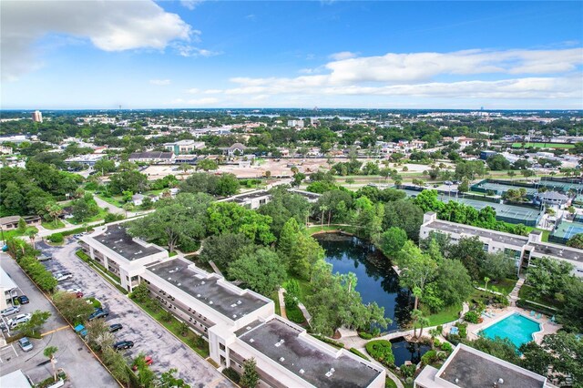 bird's eye view featuring a water view