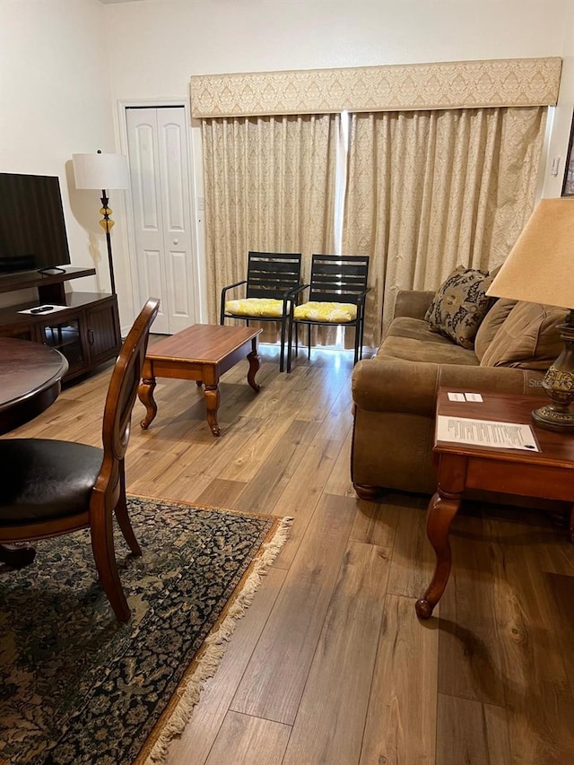 living room with wood-type flooring