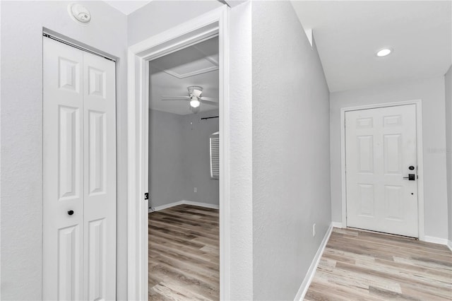 hallway featuring light wood-type flooring