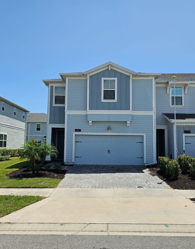 view of front of property with a garage