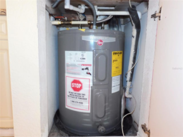 utility room with electric water heater