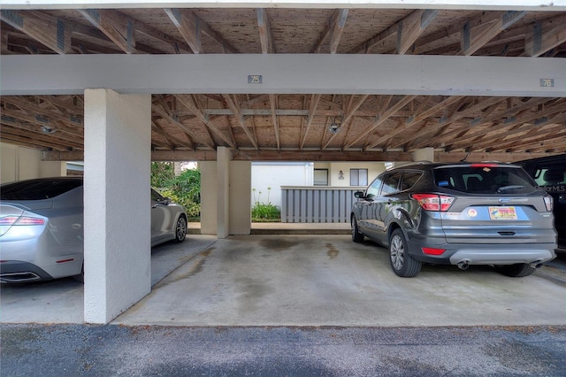 garage with a carport