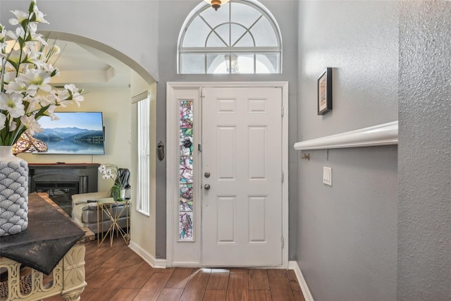 foyer with hardwood / wood-style flooring