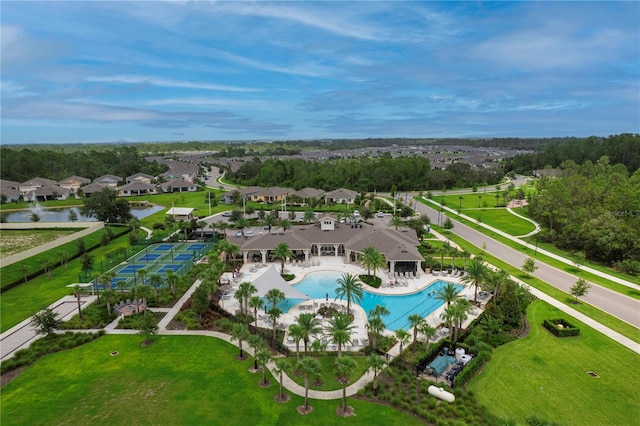 drone / aerial view featuring a residential view