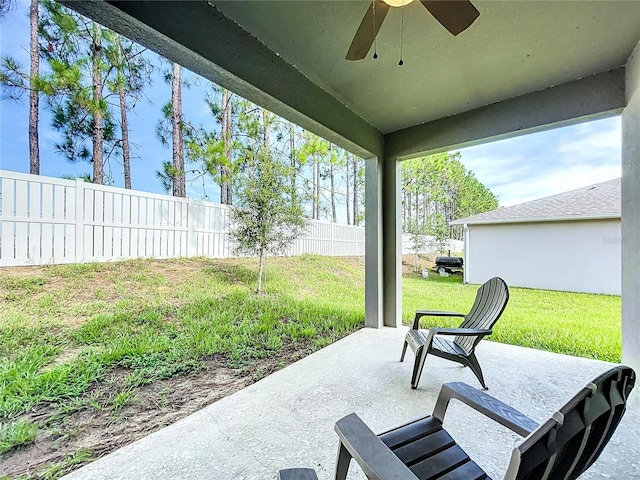 view of patio / terrace with ceiling fan