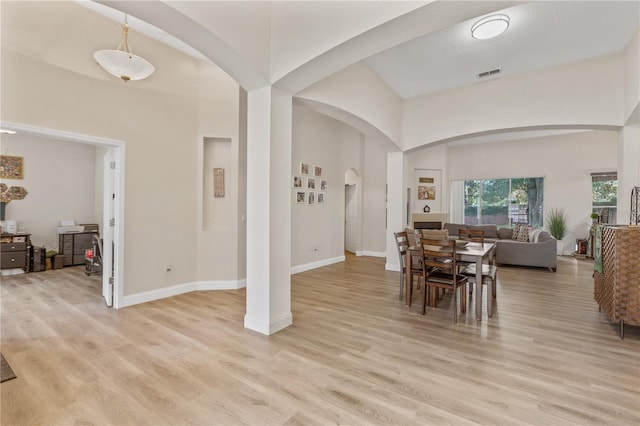 interior space with light hardwood / wood-style floors