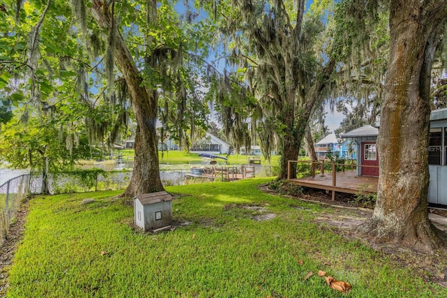 view of yard featuring a deck