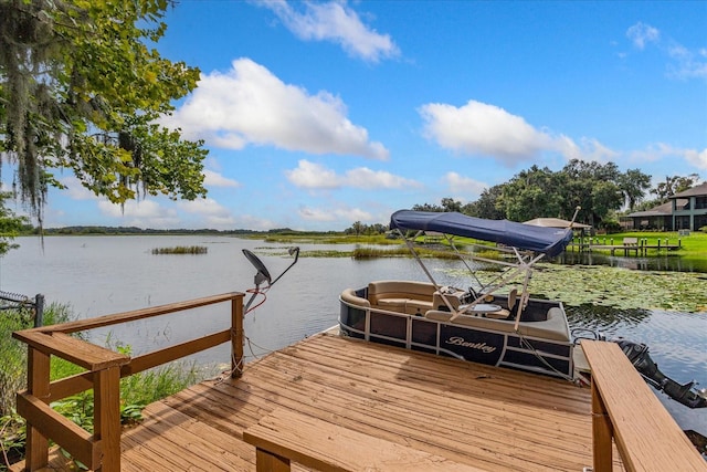 view of dock featuring a water view