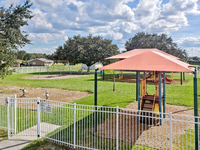 view of yard with a playground