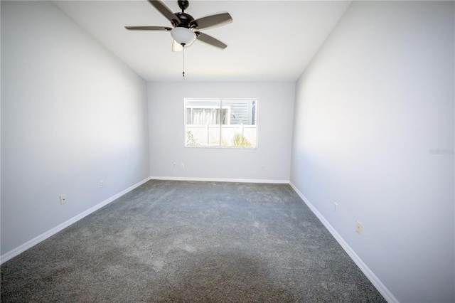 carpeted empty room with ceiling fan